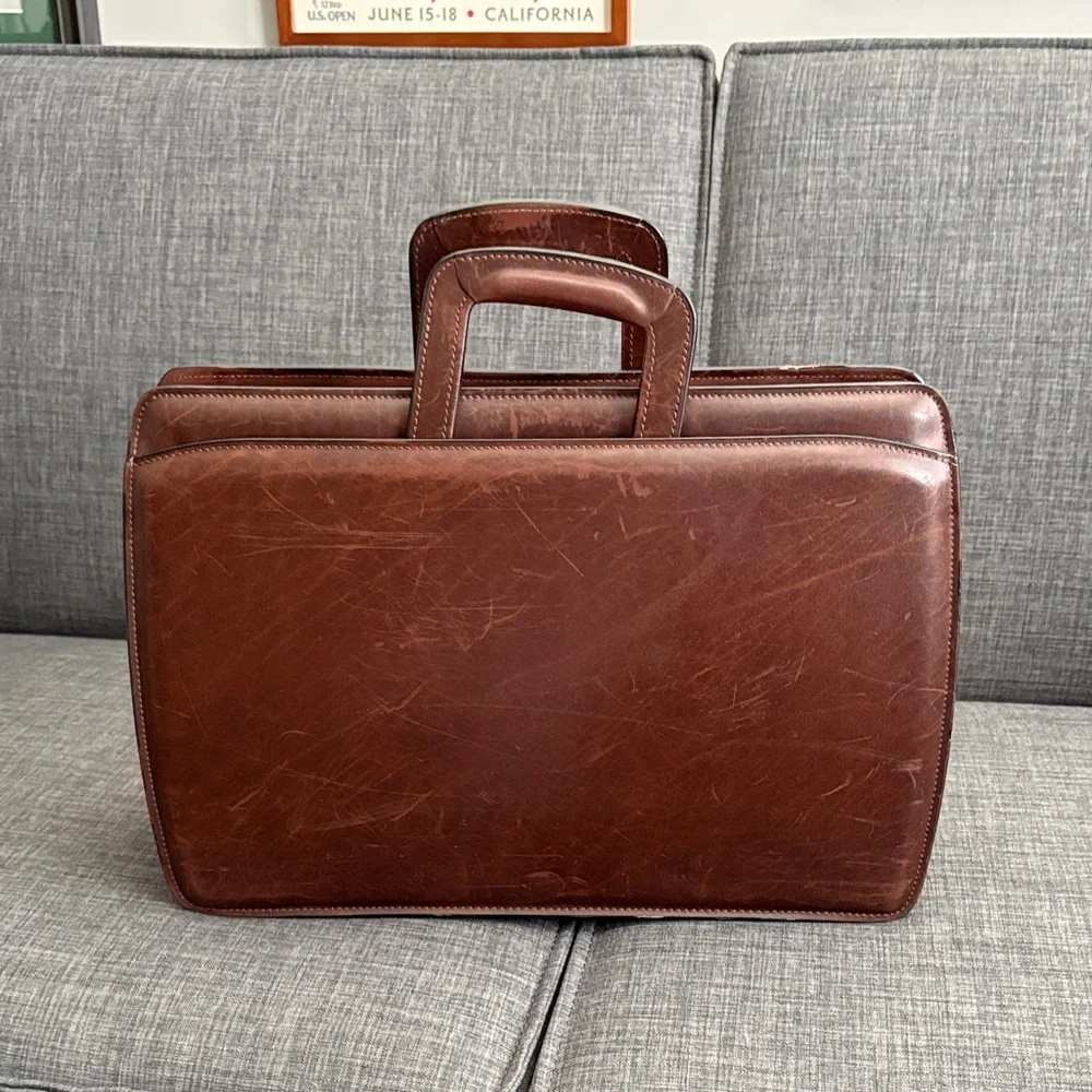 Classic Brown Leather Men's Briefcase